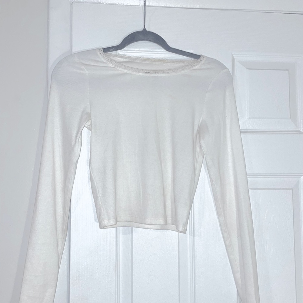 White Long-sleeve Top